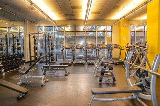 The Fitness Center provides employees with exercise machines, weight lifting equipment and treadmills